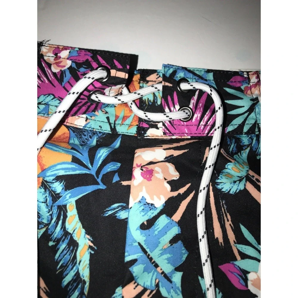 Mens Size XXL Swim Trunks, Mesh Lining Bright Tropical Print 8